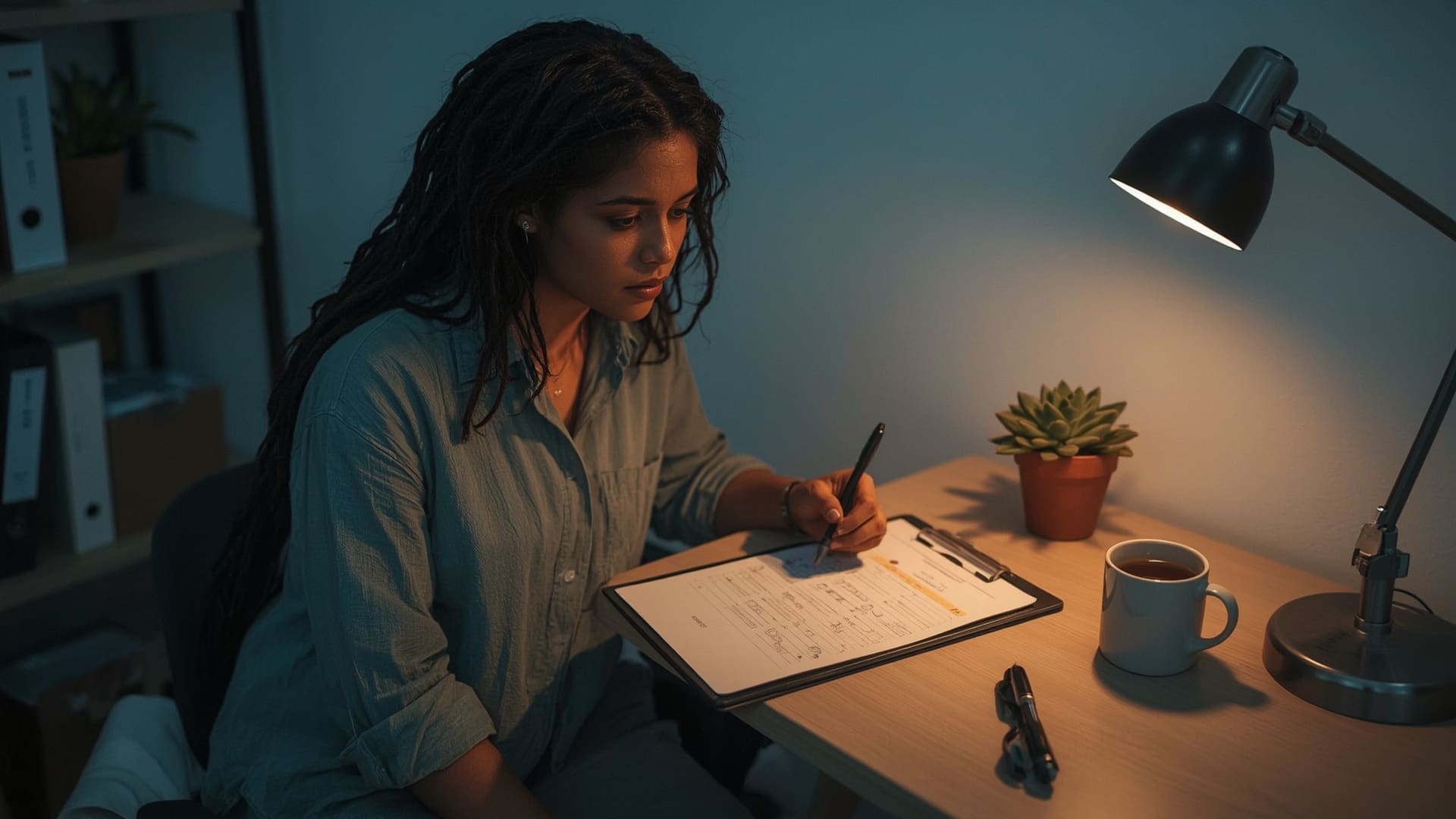 ABA therapist reviewing data collection sheet to monitor child progress across techniques
