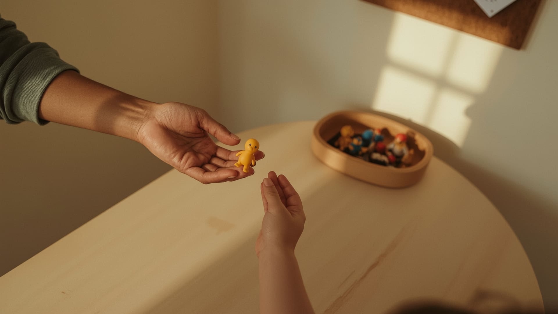 Therapist delivering tangible reinforcement to child during ABA therapy technique practice