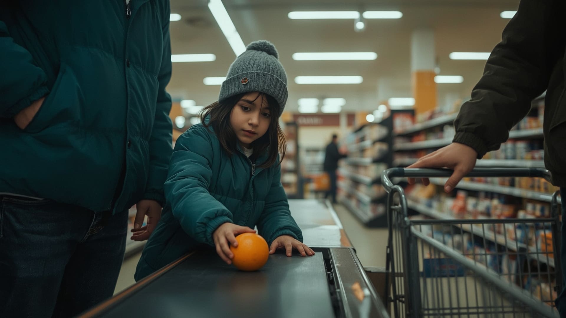 Child with autism practicing independent grocery purchase during community skills training