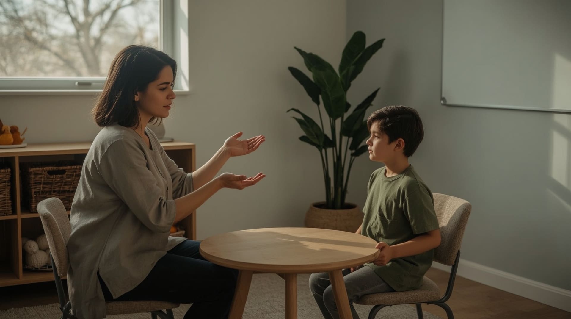 Child and therapist practicing structured social skills during an ABA therapy session