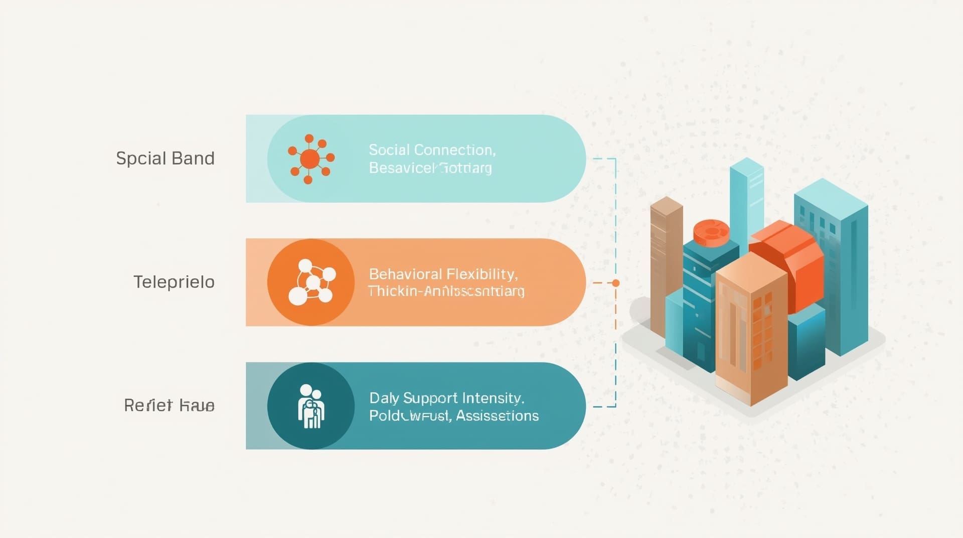 Infographic comparing three autism support levels by intensity and daily functioning needs