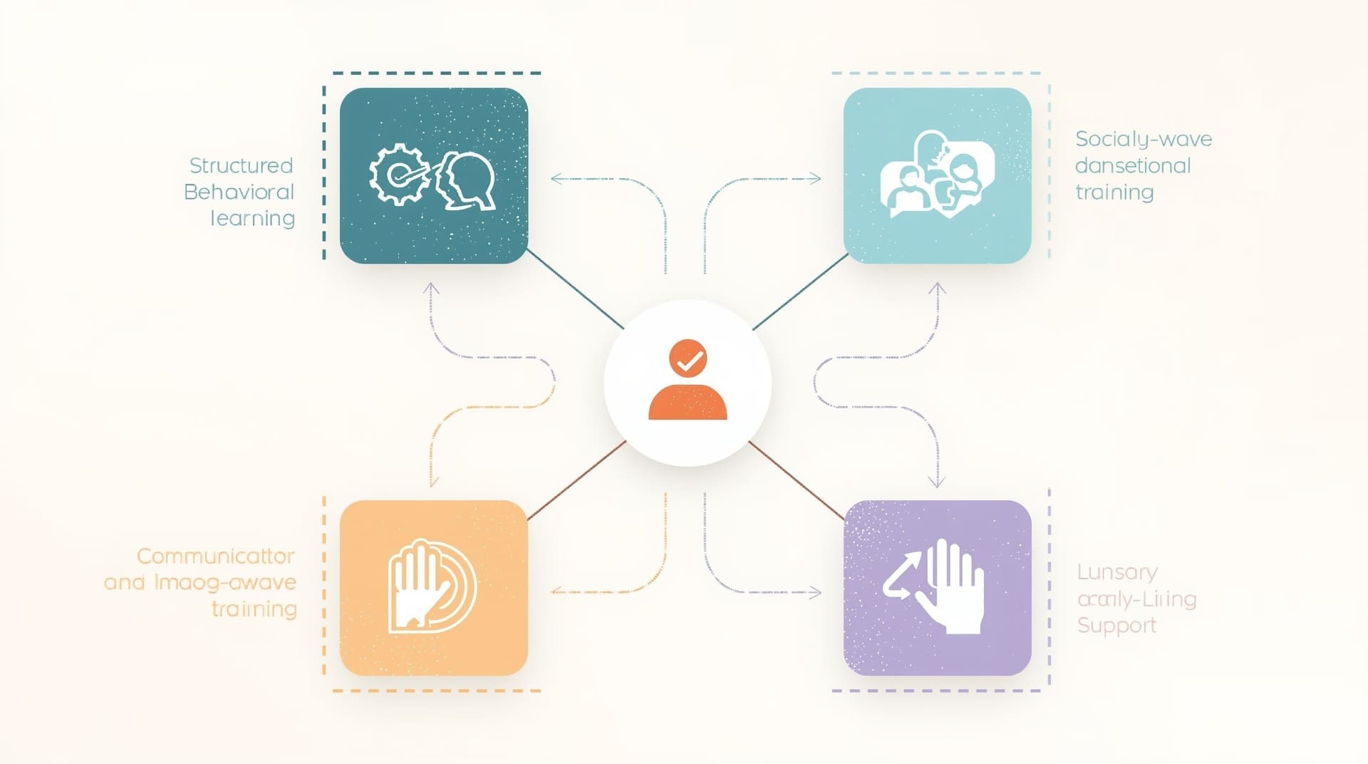 Infographic of four interconnected therapy types supporting children with Level 2 autism