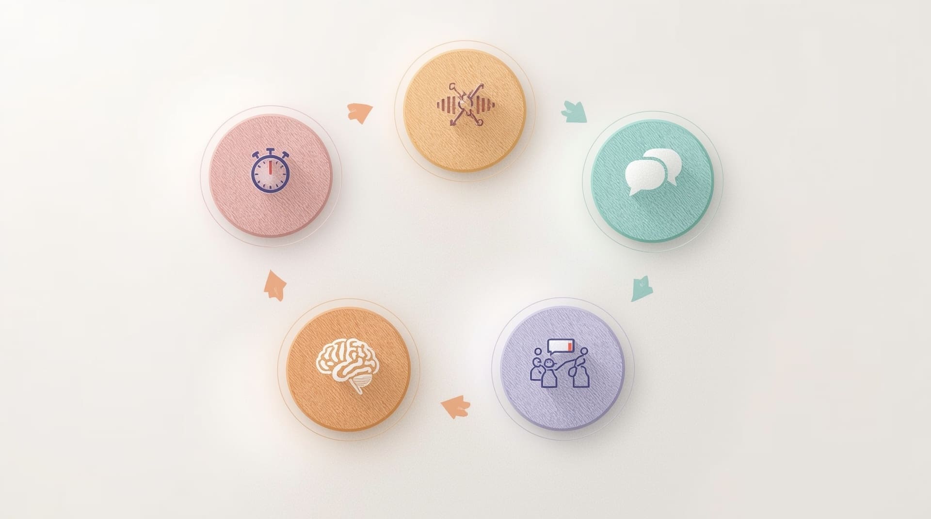 Infographic showing interconnected visual symbols representing common adult autism trait patterns