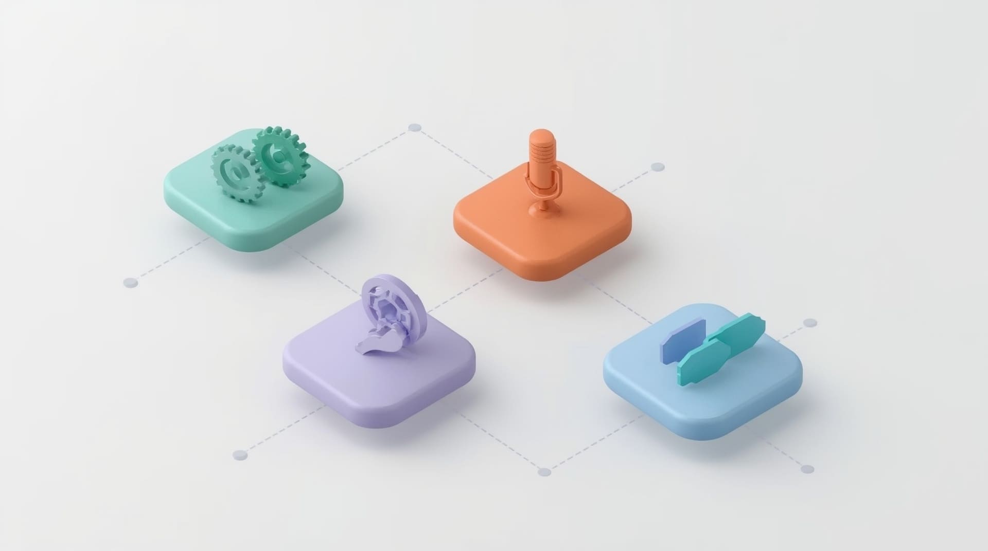 Isometric infographic showing four connected autism therapy and support option pathways